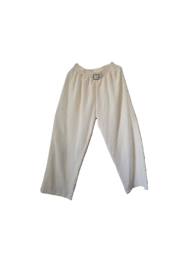 Long-sleeve knit top  Wide-leg elastic-waist pants - Image 3